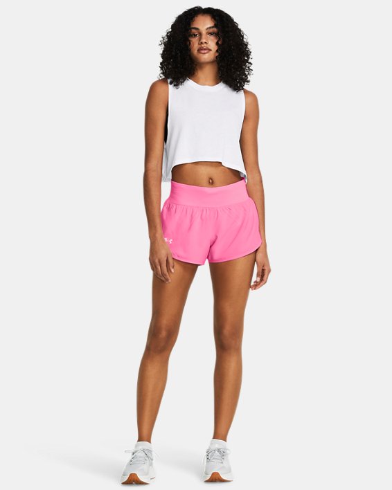 Damen UA Fly-By Elite 3'‘ Shorts, Pink, pdpMainDesktop image number 2